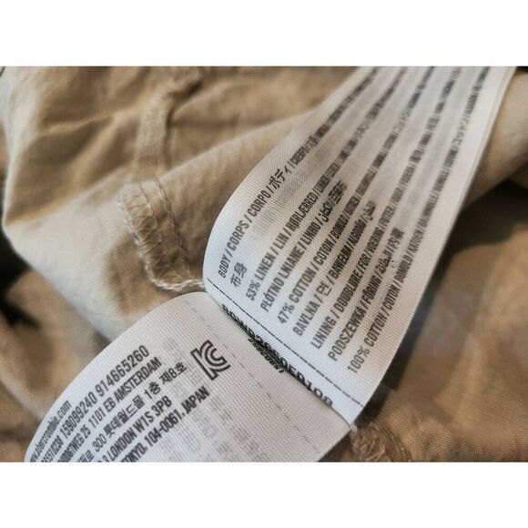 Abercrombie & Fitch Dress Women's XL Petite Neutral Linen Blend Wide Strap Mini - Picture 4 of 6